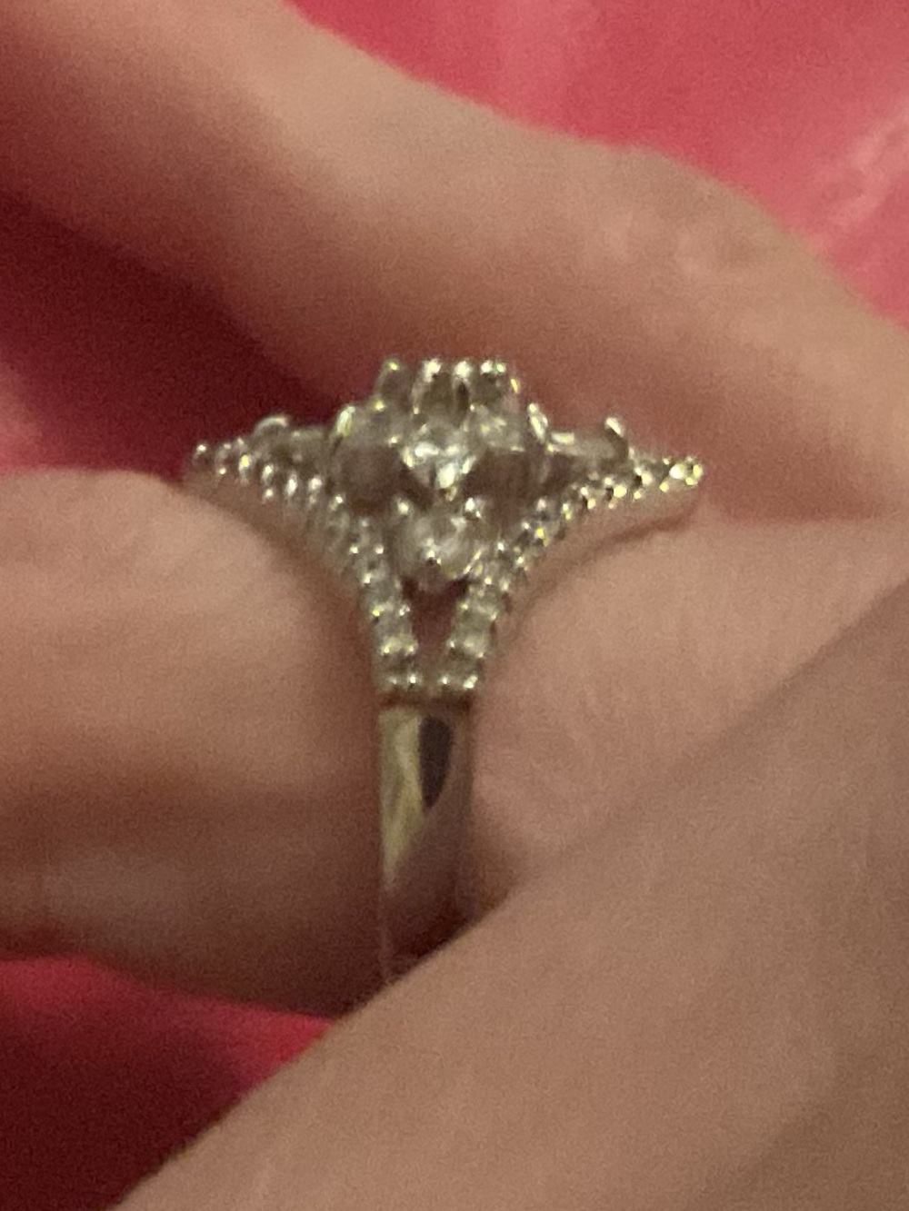 925 SS Art Deco Statement Cocktail Ring | Geometric Halo CZ | JCM | Size 6–6.5 - Picture 3 of 9